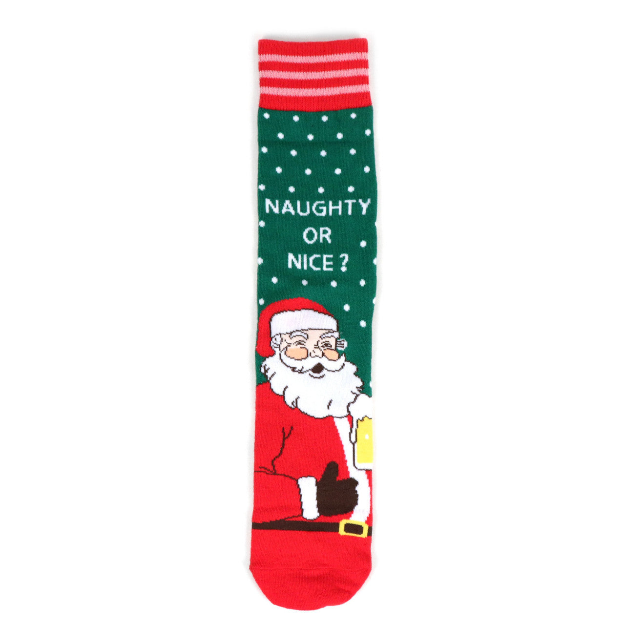 Men's Crew Socks - Santa Claus Naughty or Nice Christmas Socks