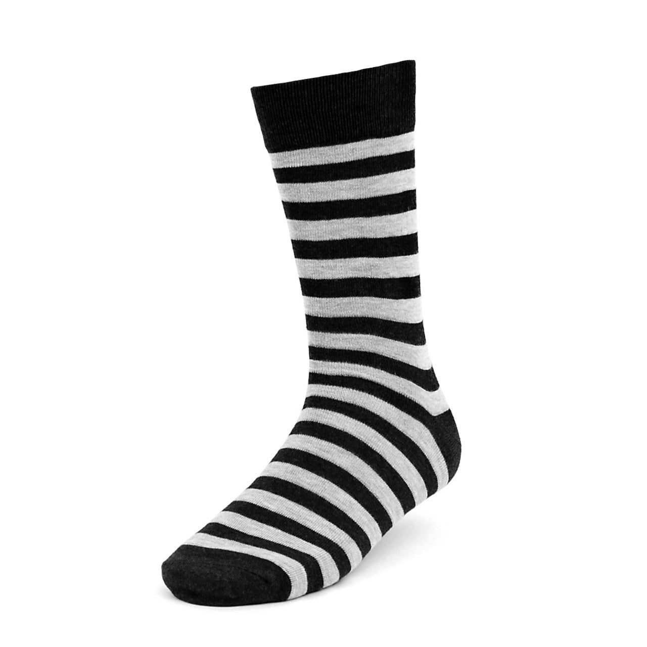 Men's Striped and Solid Crew Socks - Black and Gray 3 Pack