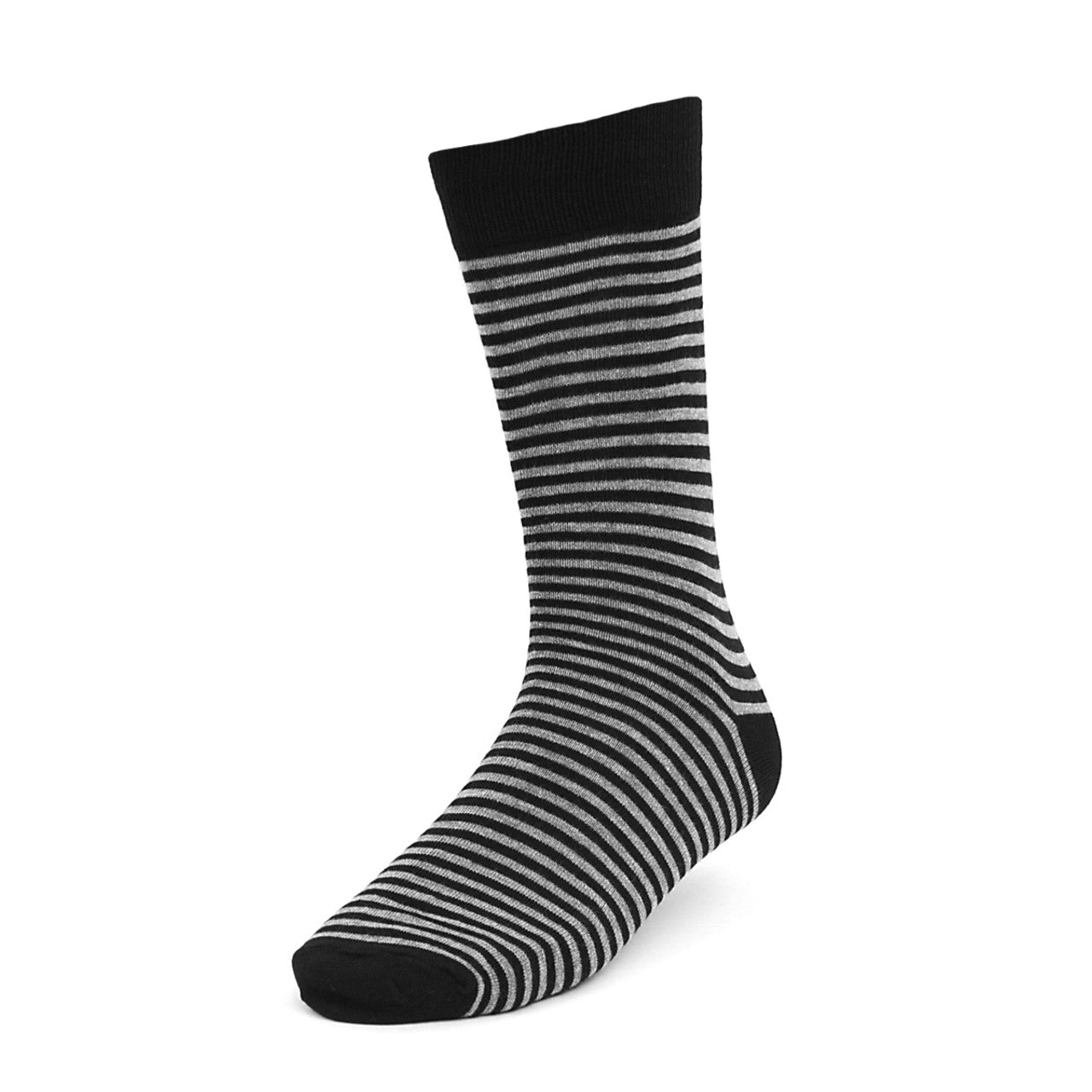 Men's Striped and Solid Crew Socks - Black and Gray 3 Pack