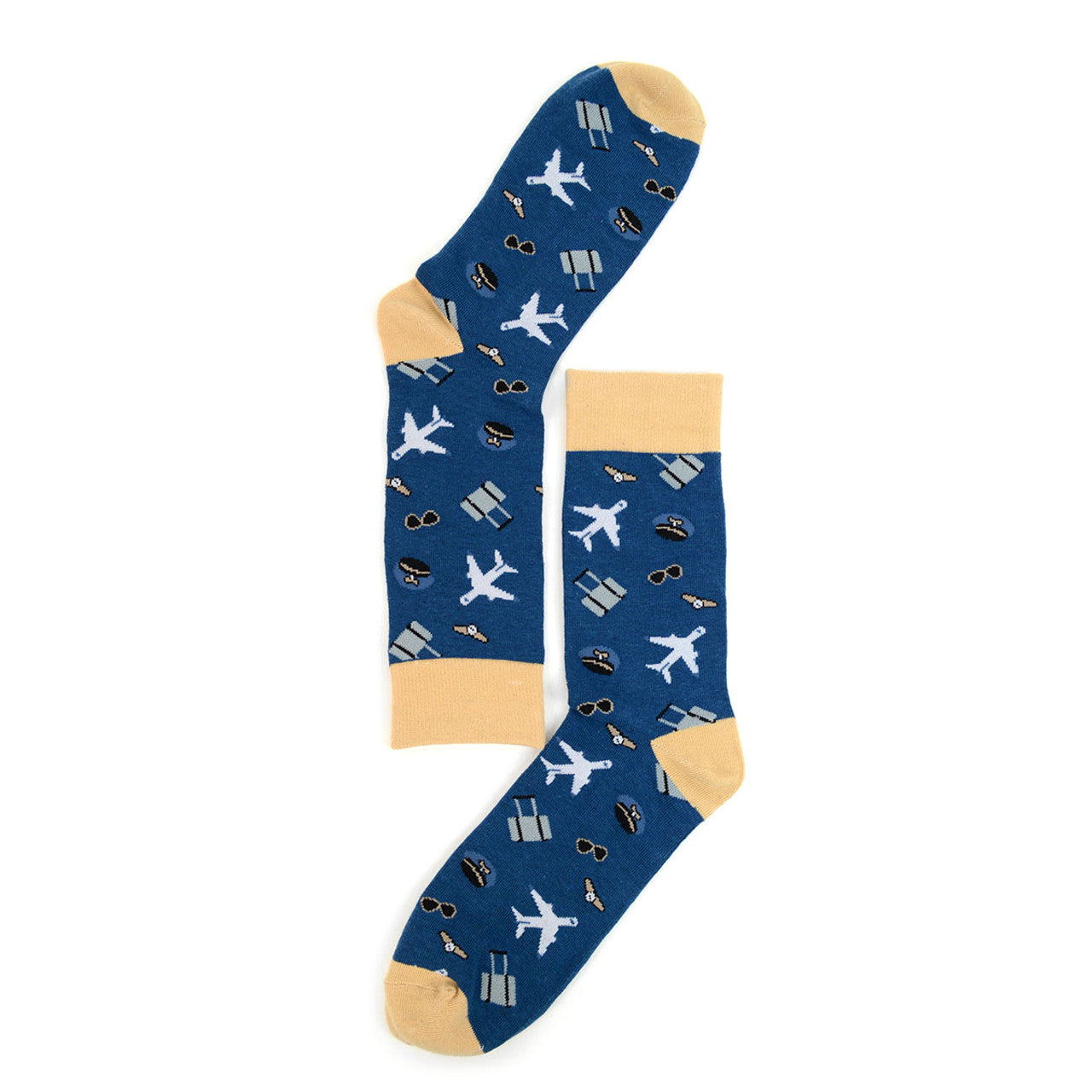 Airplane Pilot Novelty Socks Mens Funny Socks Gift Aviation Fan Traveler Gift
