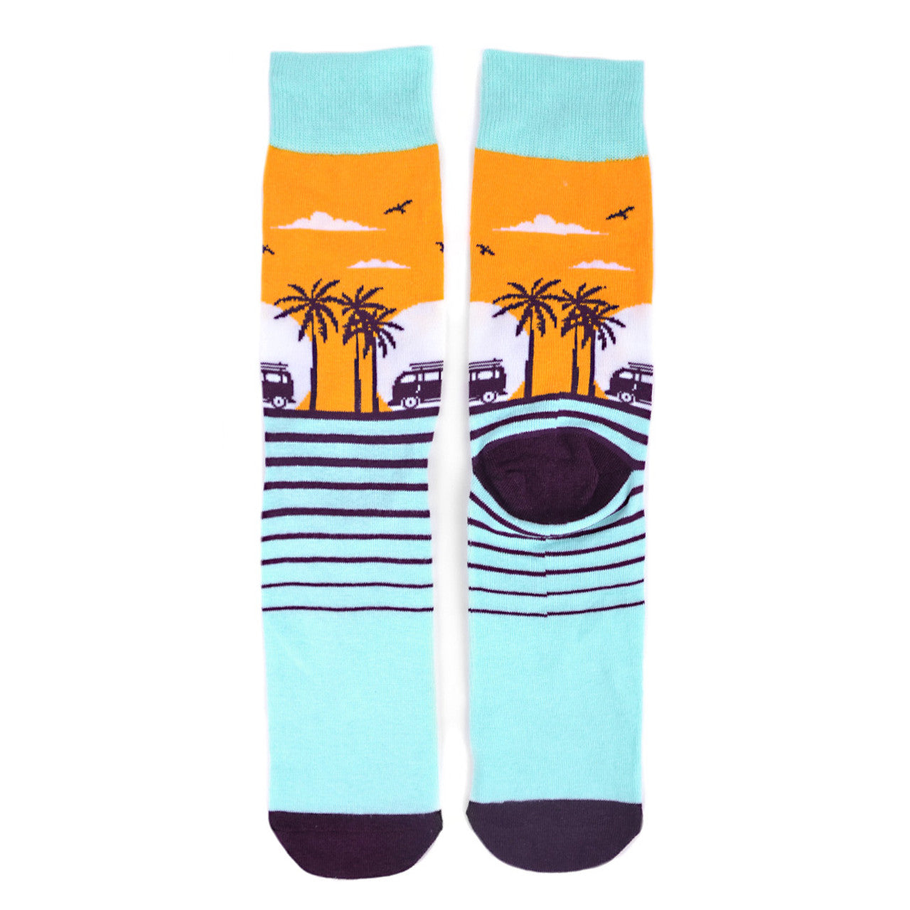 Men's Crew Socks - Sunset Cruise with Retro Van