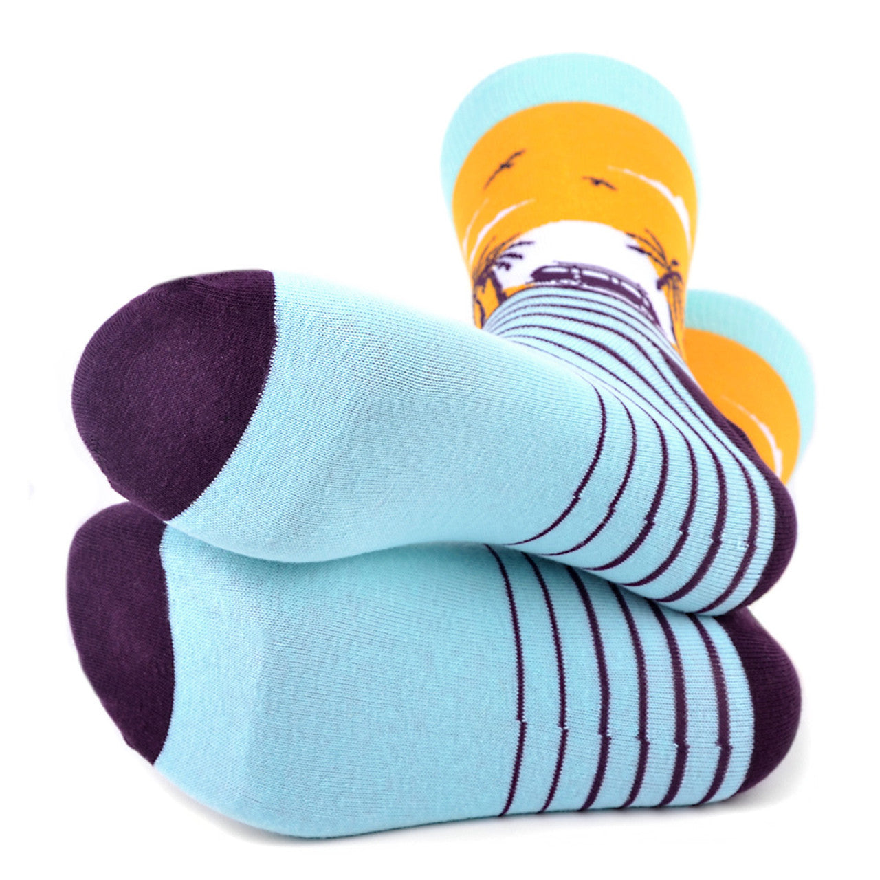 Men's Crew Socks - Sunset Cruise with Retro Van