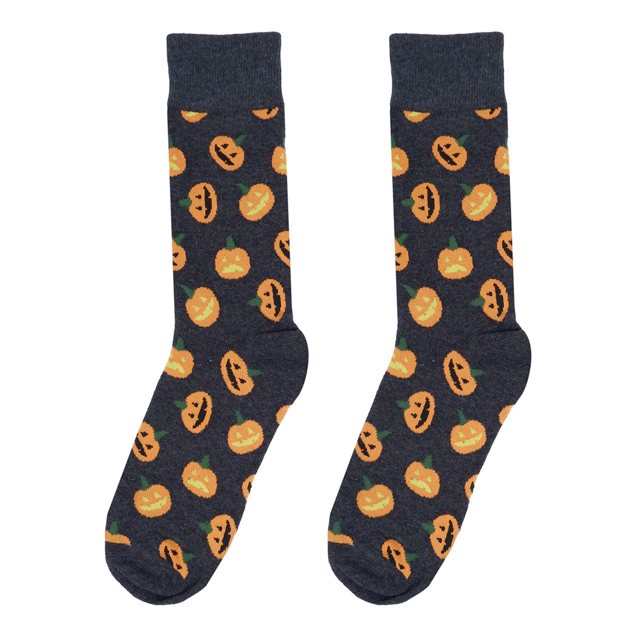 Men's Halloween Socks Charcoal Gray Crew Socks Pumpkin Socks
