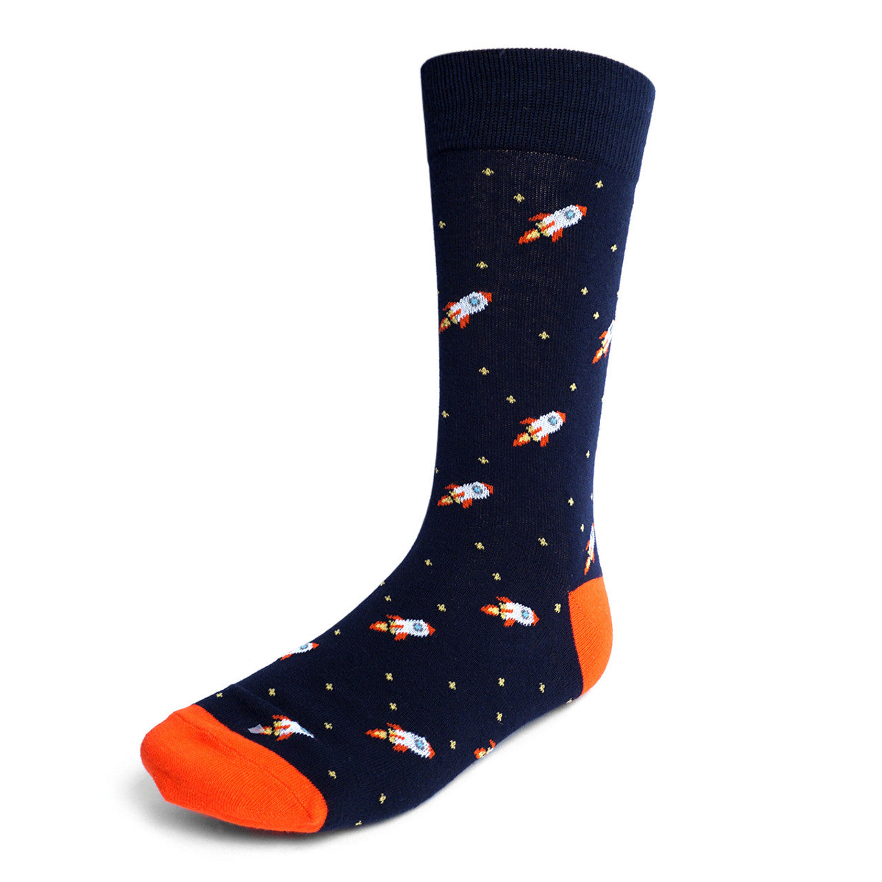 Men's Spaceship Rocket Crew Sock - Navy Blue