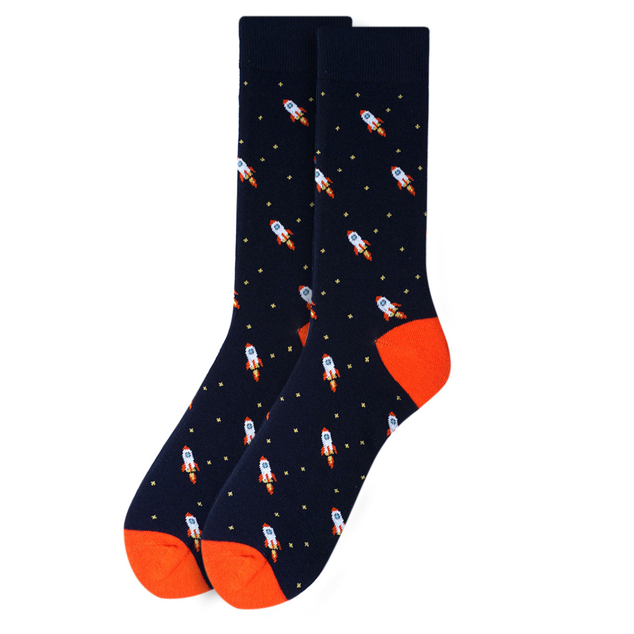 Men's Spaceship Rocket Crew Sock - Navy Blue