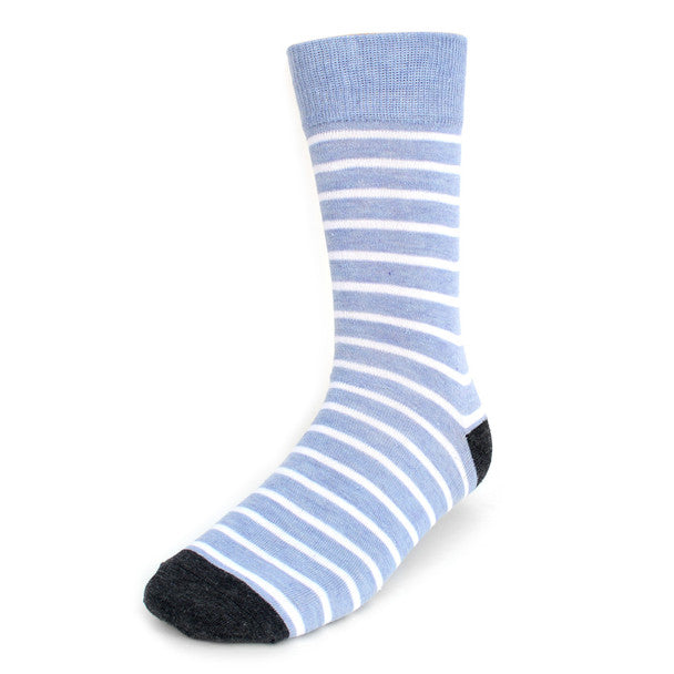 Men's Striped and Solid Crew Socks - Grey and Blue - 3 Pack