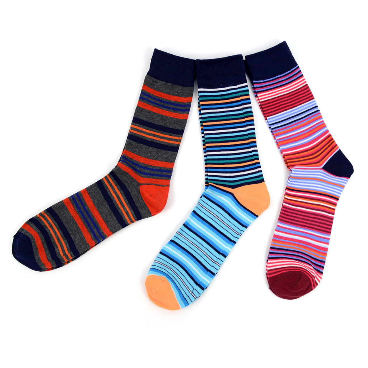 Men's Striped Crew Socks - 3 Pair Per Pack