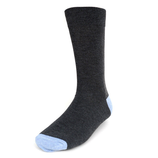 Men's Striped and Solid Crew Socks - Grey and Blue - 3 Pack