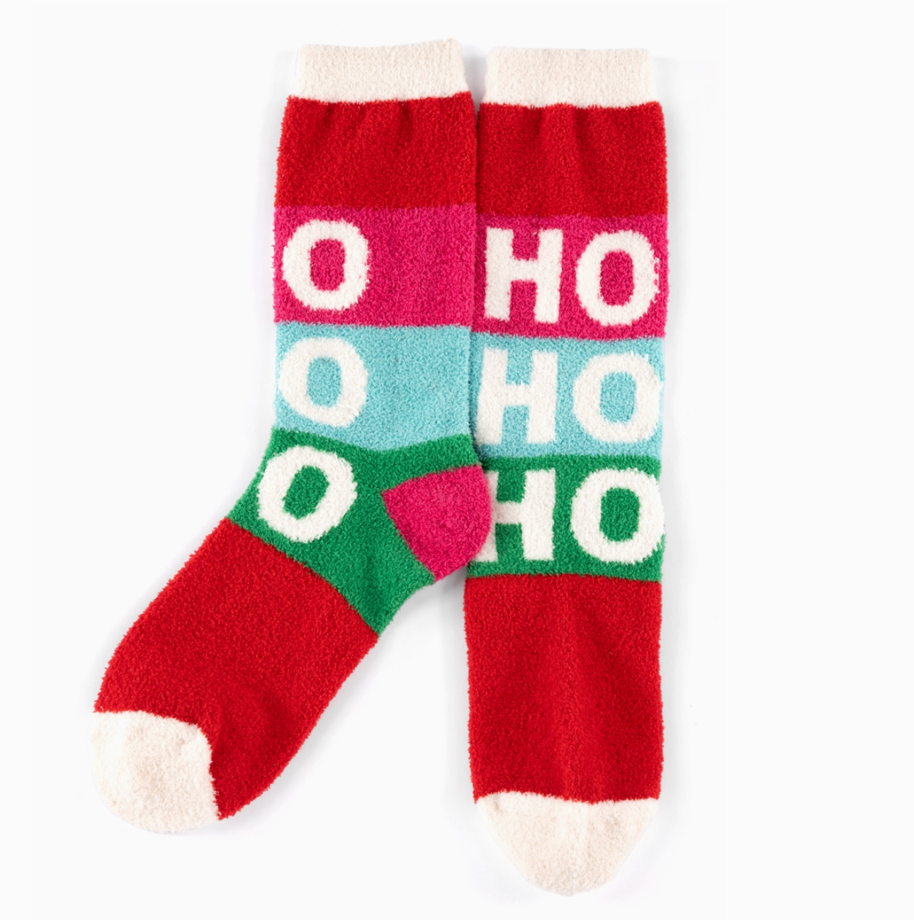 Women's Ho Ho Ho Socks for Christmas - Red and Green