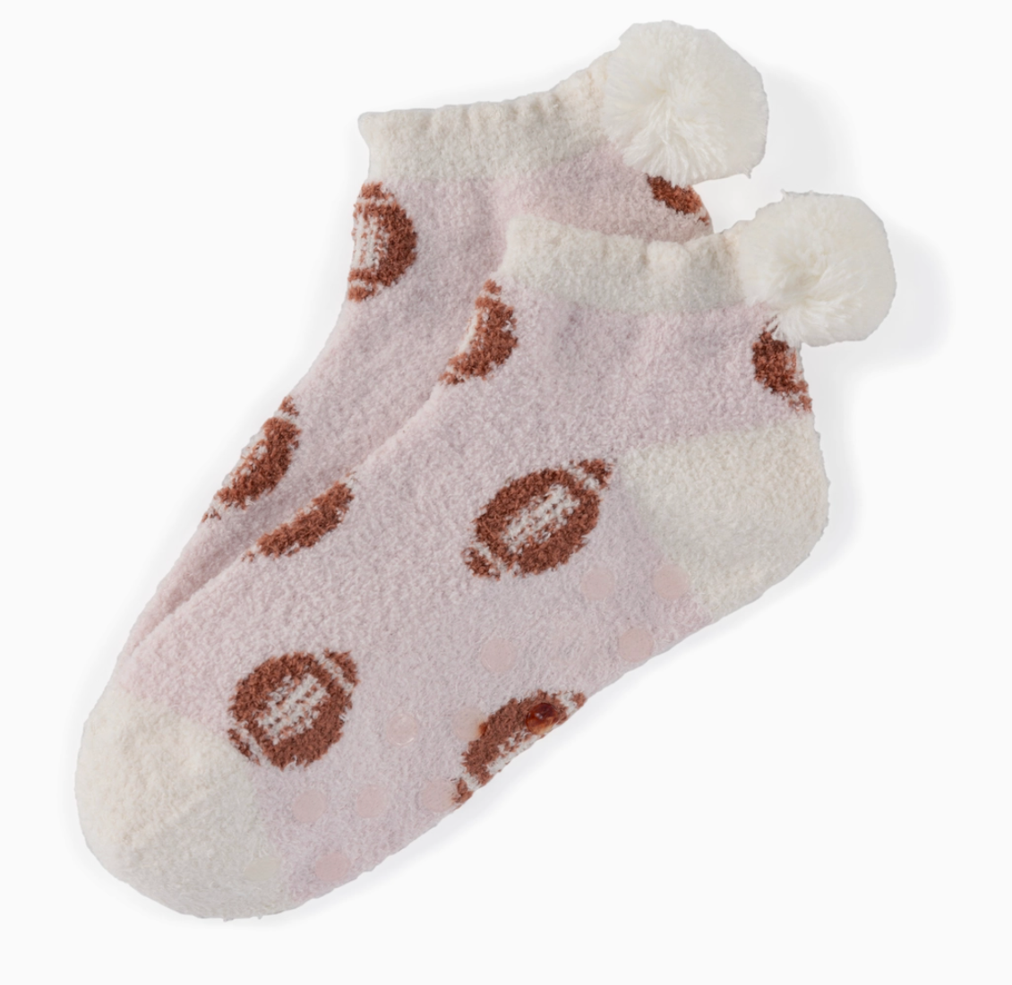 Women's Football Socks with Pom Poms and Grip Bottom