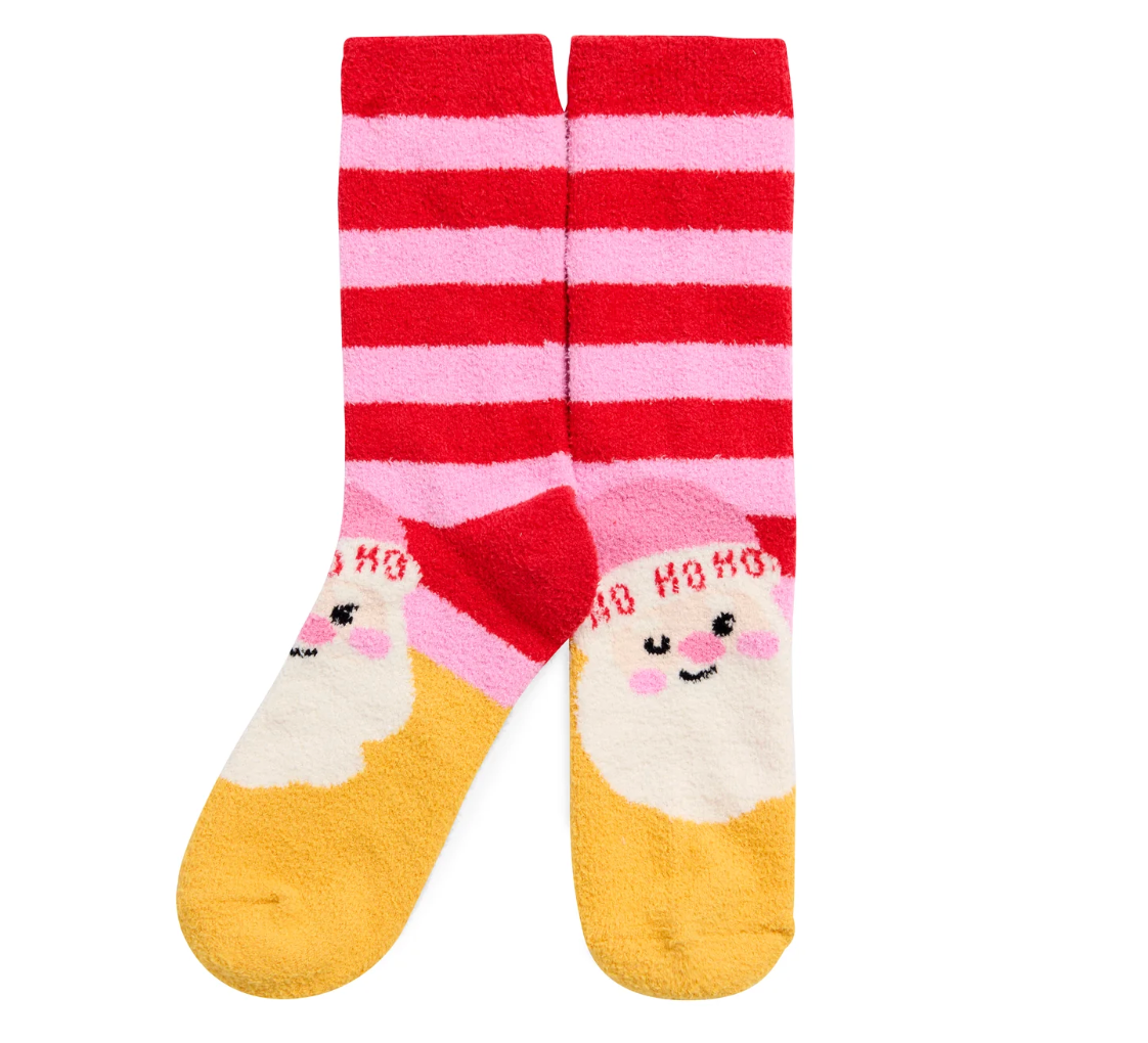 Women's Fuzzy Santa Claus Socks - Cozy Ho Ho Ho Holiday Gift