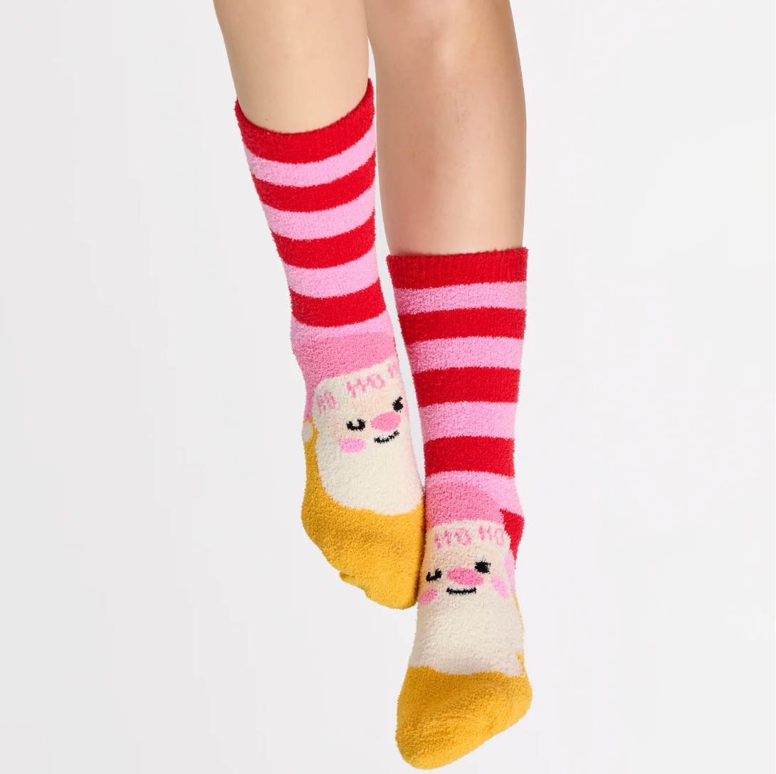 Women's Fuzzy Santa Claus Socks - Cozy Ho Ho Ho Holiday Gift