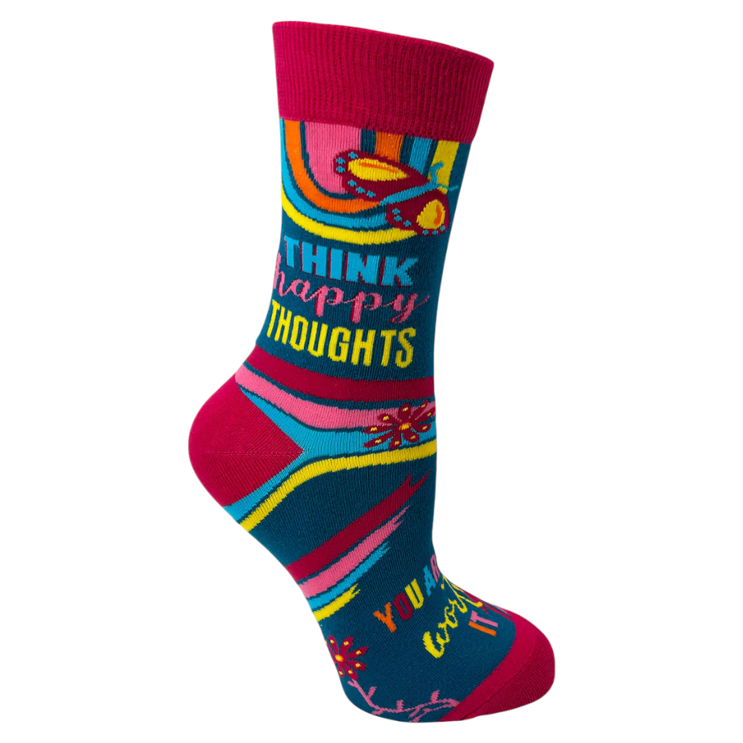Women's Think Happy Thoughts & Make Today Amazing Socks - Inspirational Positive Message Socks