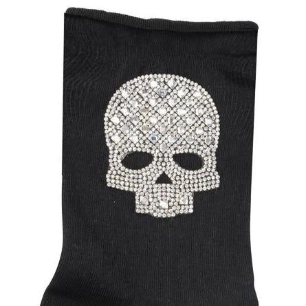 Women's Embellished Skull Socks - Black