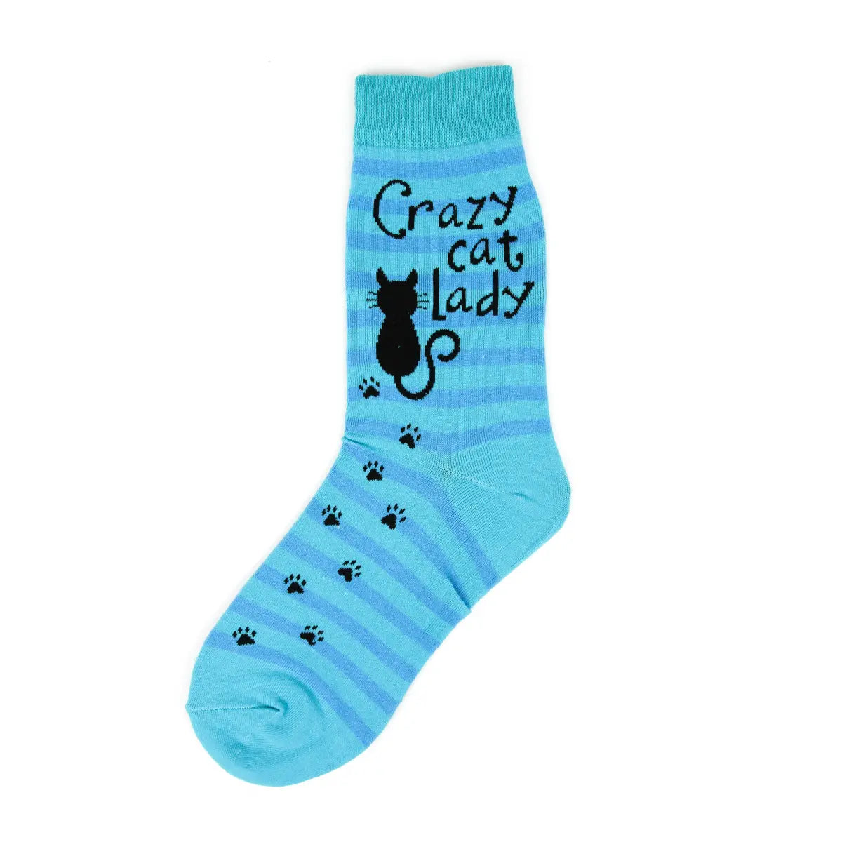 Women's Crazy Cat Lady Socks – Blue Striped Funny Cat Lover Socks