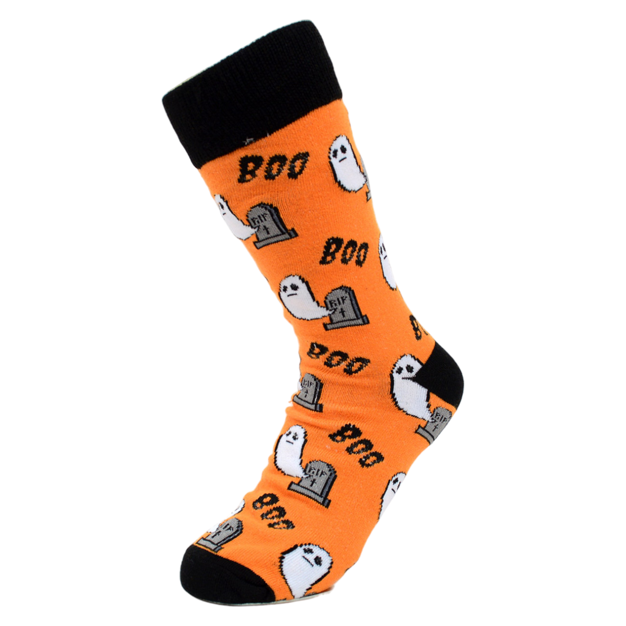 Women's Halloween Socks - Orange Ghost and Spooky Boos
