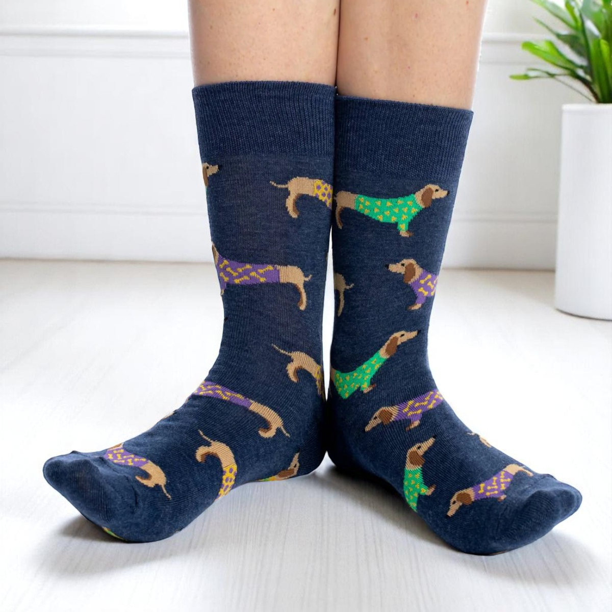 Women's Dachshund Socks - Wiener Dog Socks - Blue