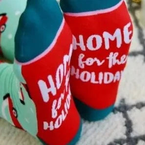 Women's Retro Camper Home For the Holidays Socks - Perfect Gift
