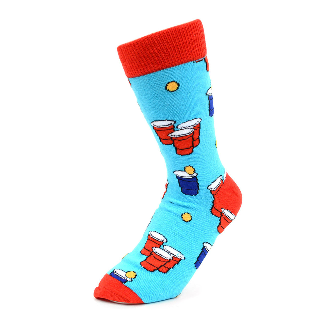 Women's Beer Pong Red Cup Crew Socks - Blue and Red Multi