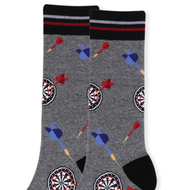 Men's Darts and Dartboard Game Crew Socks