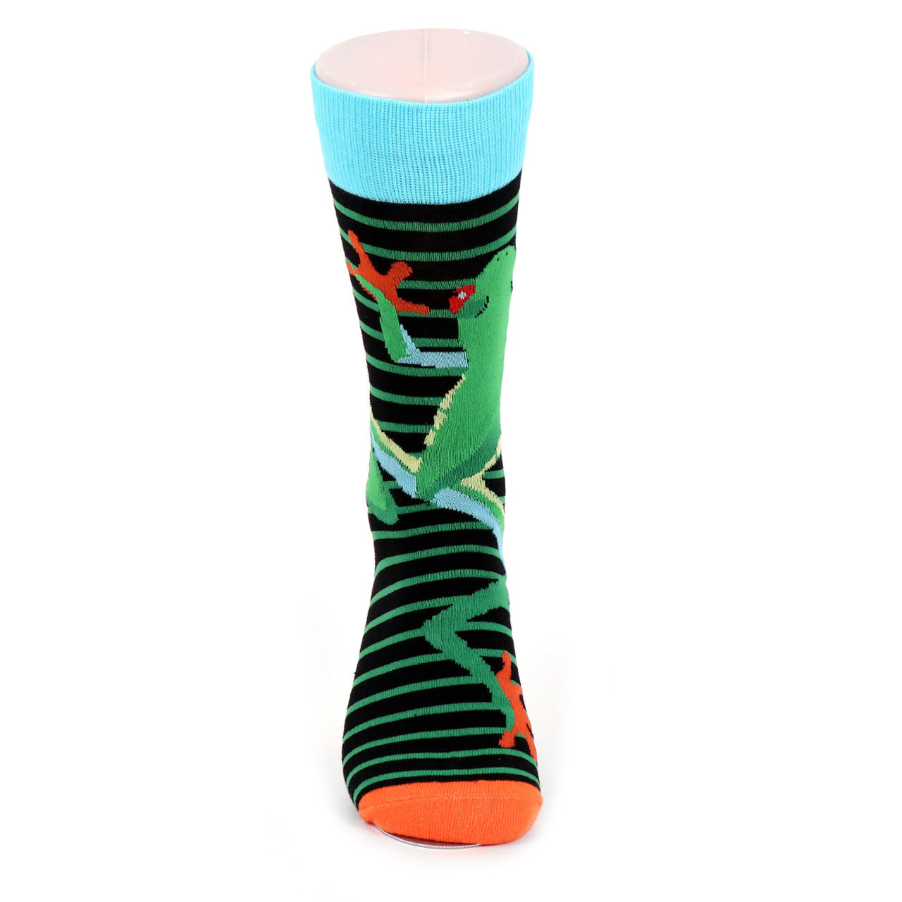 Men's Frog and Striped Print Crew Socks