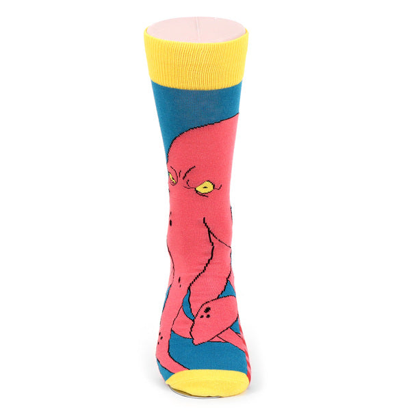 Men's Kraken Crew Socks - Blue Pink Yellow