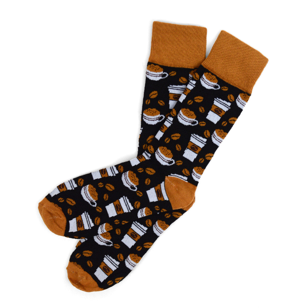 Men's Coffee Socks Gift for Coffee Lover - Black Brown