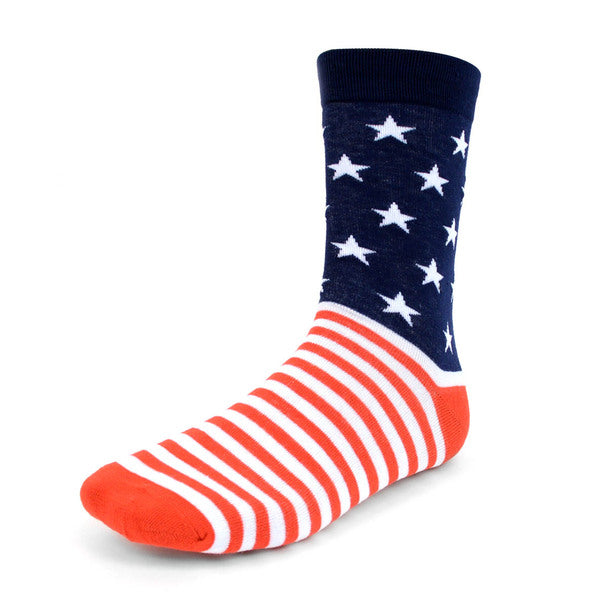 Men's American Flag Socks Stars and Stripes Crew Sock Gift for Him Patriotic Gift