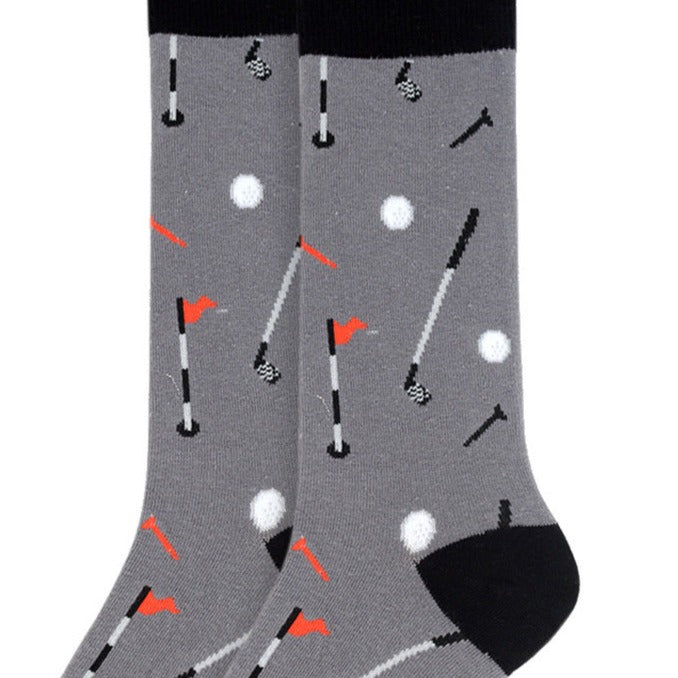 Men's Golf Crew Socks - Grey Black