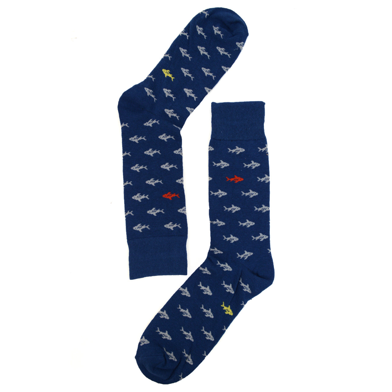 Men's Shark Fishing Fish Crew Sock - Blue