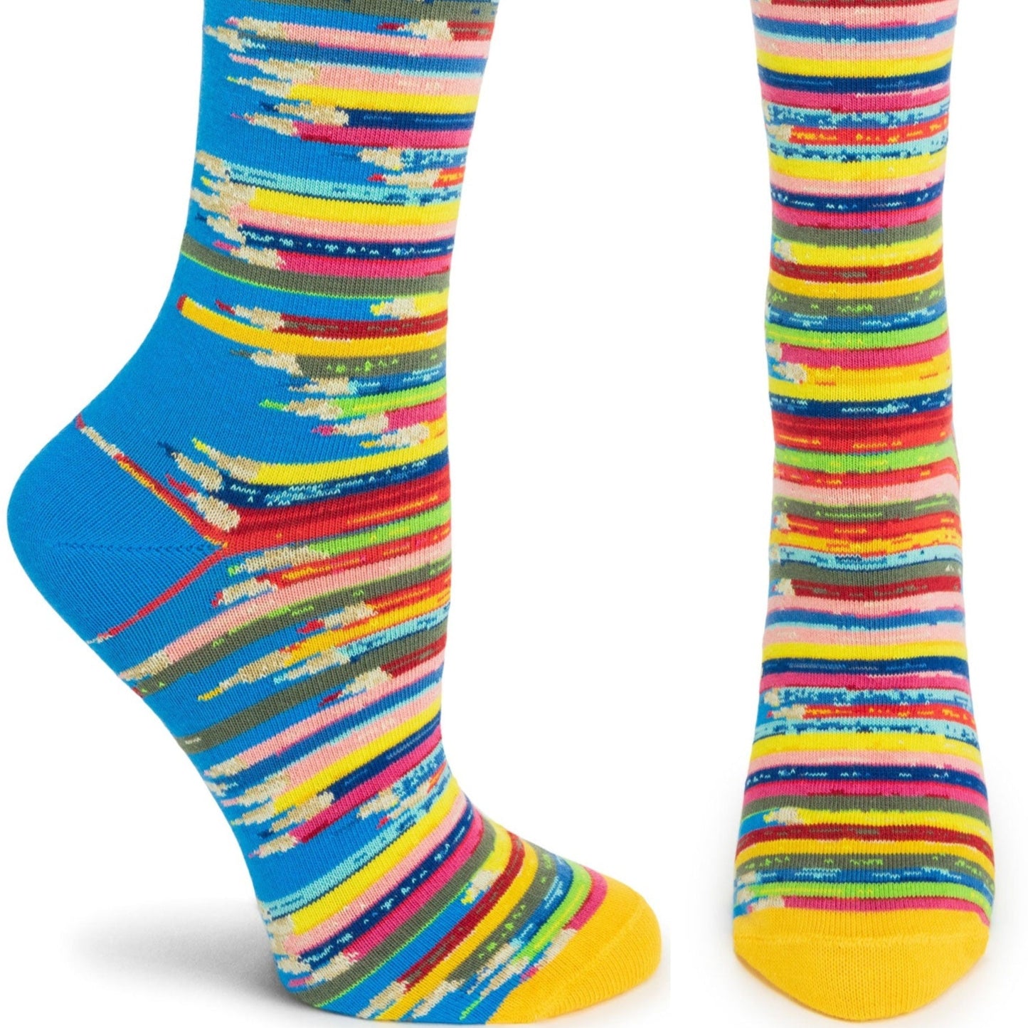 Women's Ozone Frank Lloyd Wright Inspired Architect Colored Pencils Socks - Blue