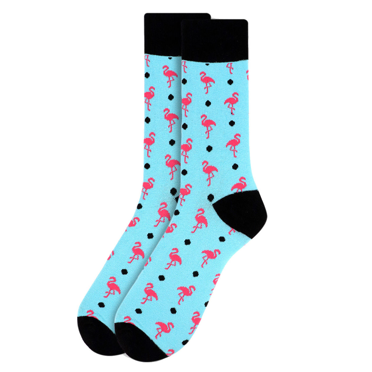 Men's Pink Flamingo Crew Sock - Blue Pink