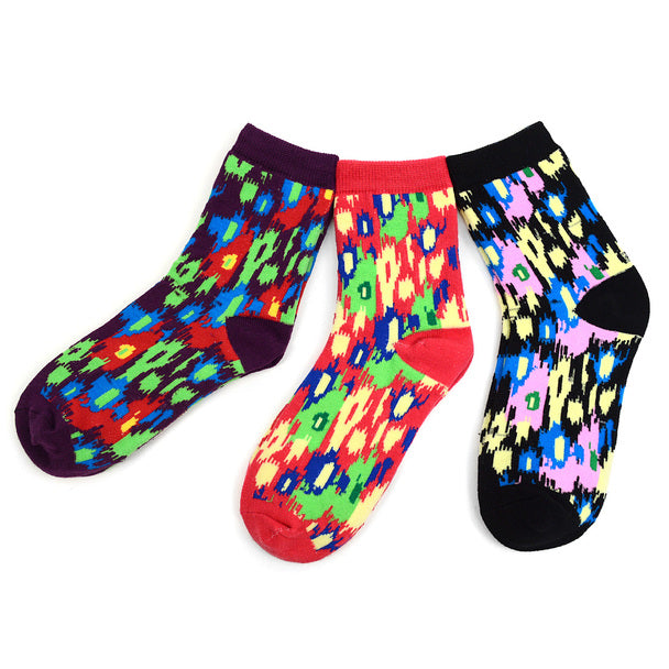 Women's Colorful Camo Crew Socks - 3 Pair Per Pack