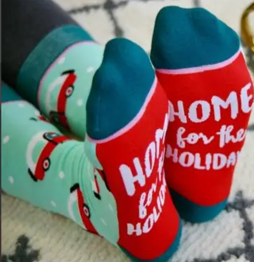 Women's Retro Camper Home For the Holidays Socks - Perfect Gift