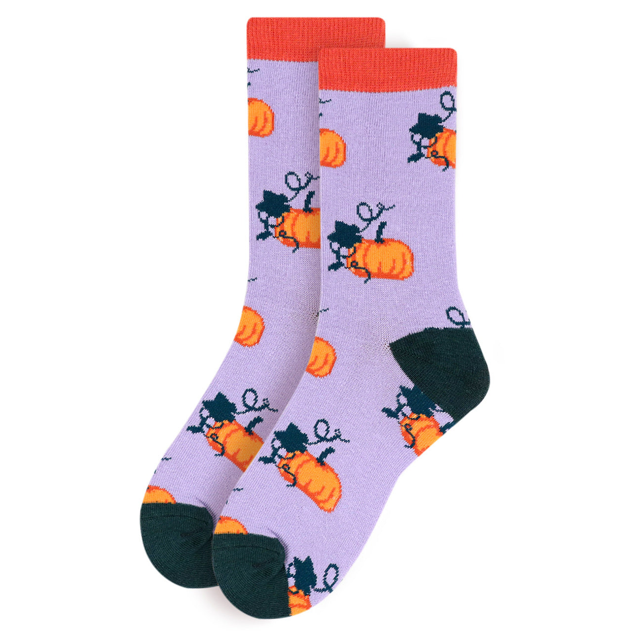 Women's Pumpkin Crew Socks - Purple