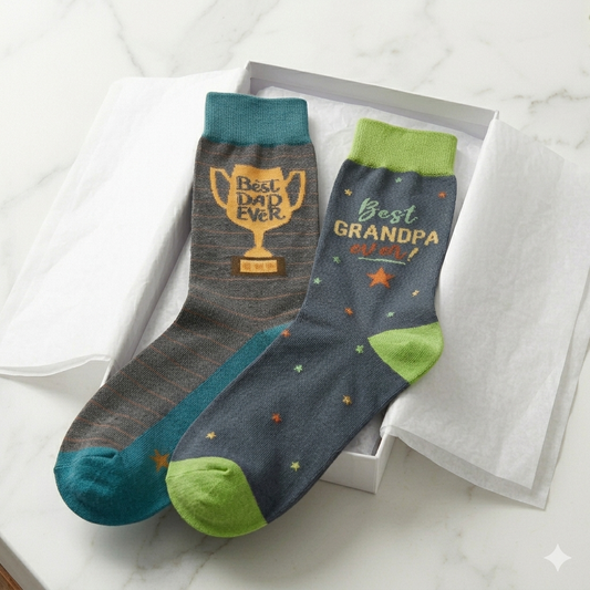 Men's Best Dad Ever Socks | Father's Day Trophy Novelty Crew Socks Gift