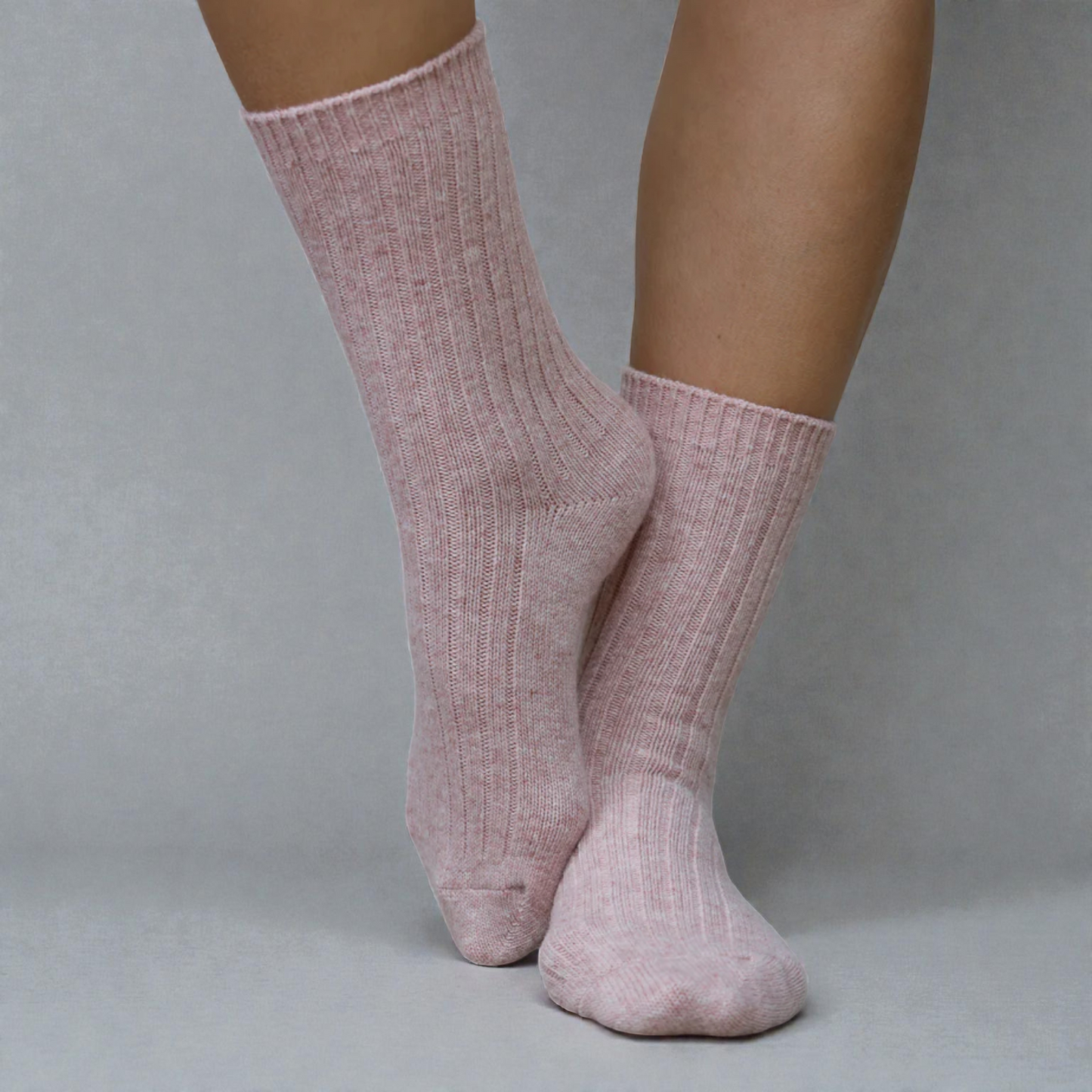 Women's Super Soft Cashmere Wool Socks - Rose Ribbed
