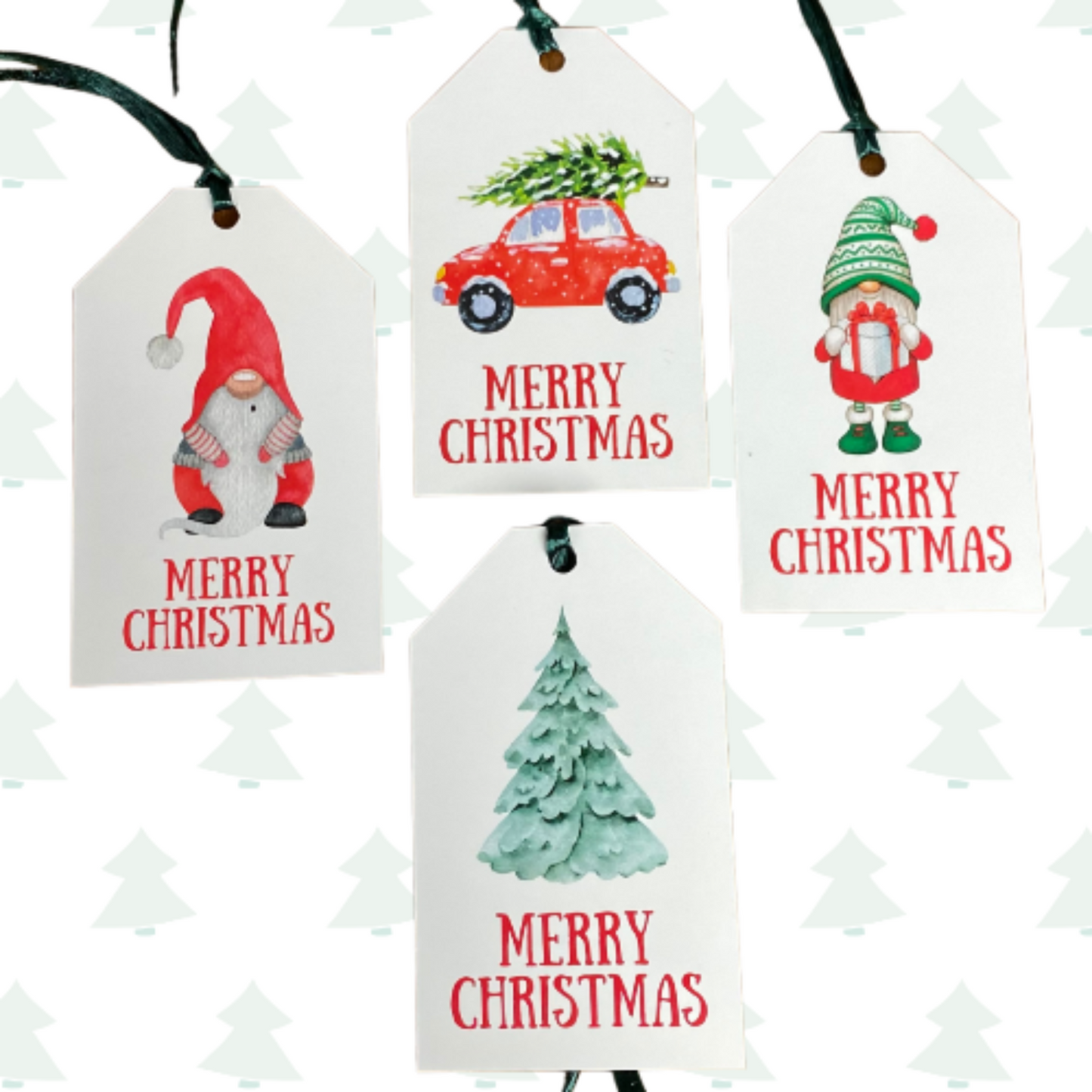 Set of 4 Gnome Merry Christmas Gift Tags