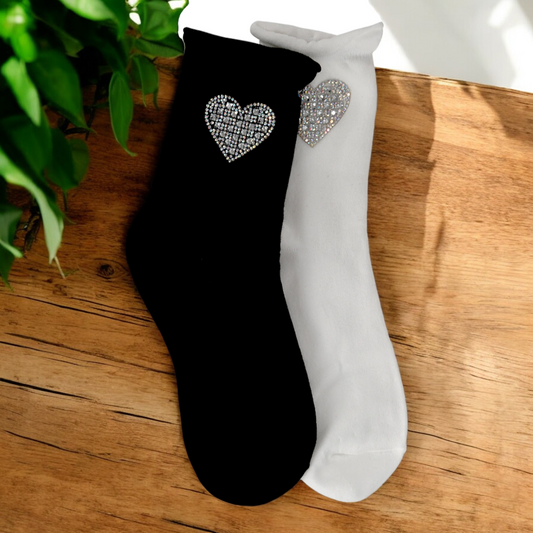 Women's Crystal Heart Socks - Ankle Socks