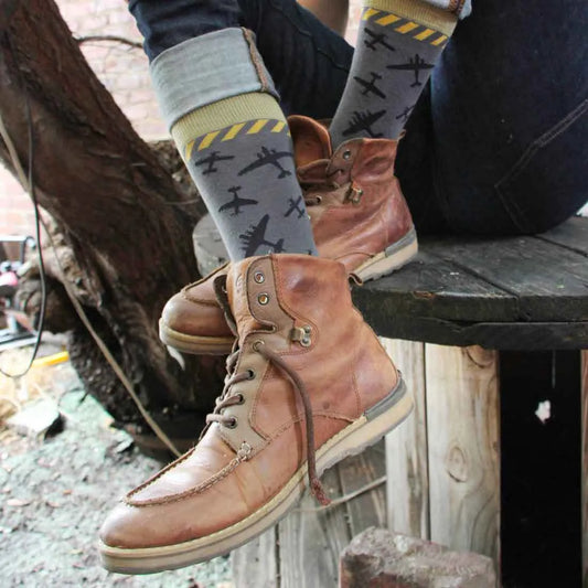 Men's Airplane Socks - Gray