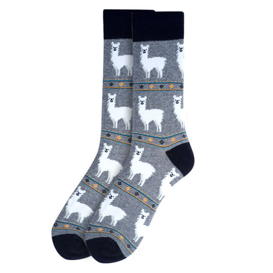 Men's Alpaca Print Socks - Gray