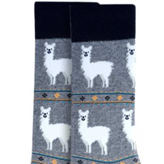 Men's Alpaca Print Socks - Gray