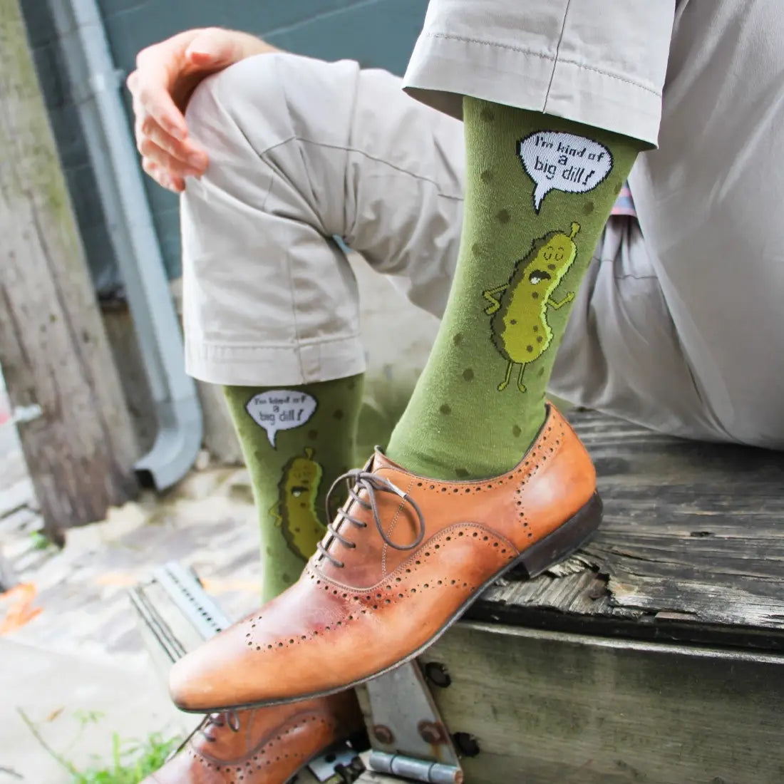 Men's "I'm Kind of a Big Dill" Pickle Socks - Funny Novelty Crew Socks Gift