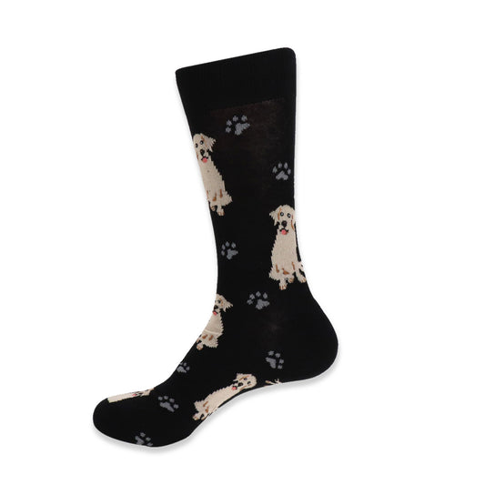 Men's Golden Retriever Labrador Dog Crew Socks - Black