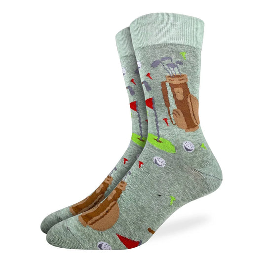 Men's Big & Tall Golf Socks - Golf Clubs Golf Balls 18th Hole
