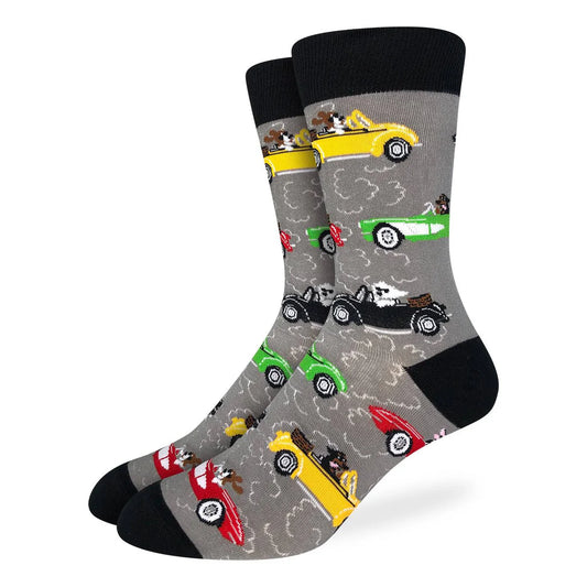 Men's Sports Car Socks - Dogs Driving Cars