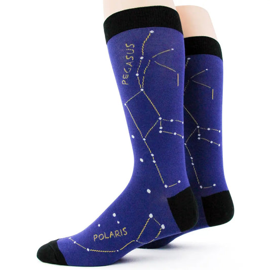 Astronomy novelty socks for men blue space theme socks