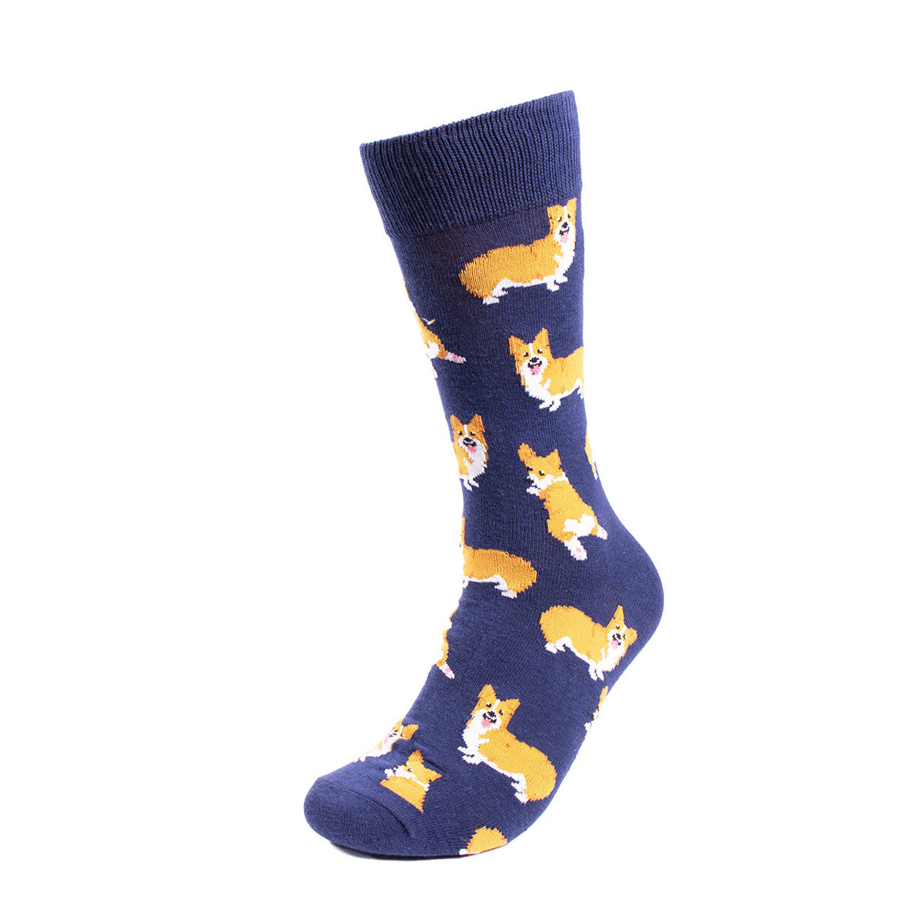 Men's Corgi Dog Crew Socks - Blue