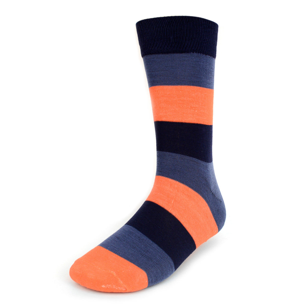 Men's Striped and Dot Crew Socks - Blue and Orange