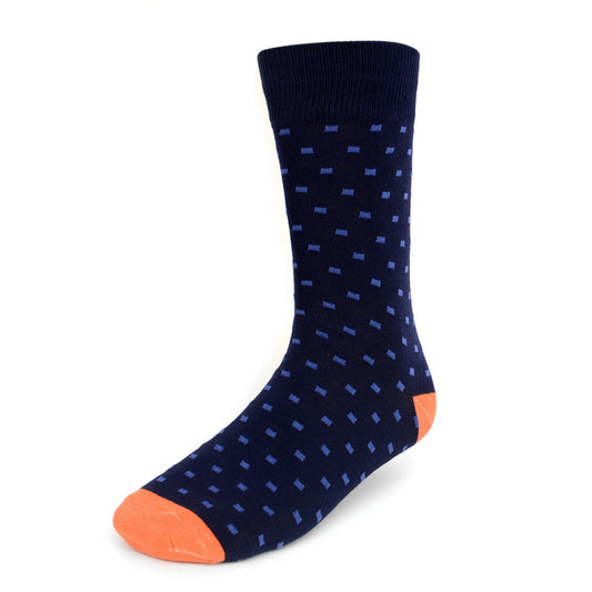 Men's Striped and Dot Crew Socks - Blue and Orange